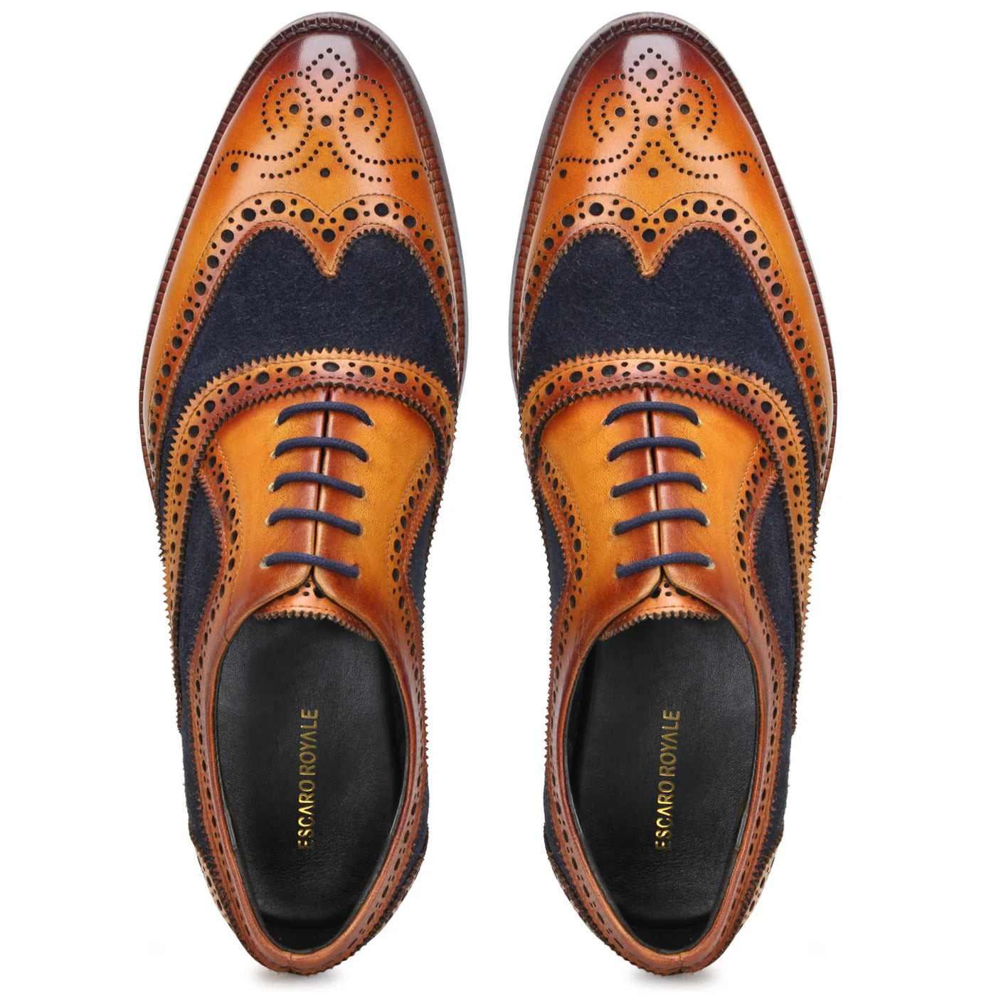 Tan-Blue Wingtip London Brogues
