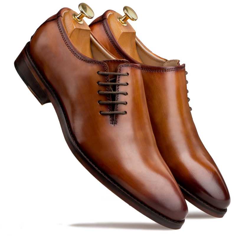 Side Lace-Up Wholecut Oxfords In Cognac 13.5 / EE (Extra Wide)