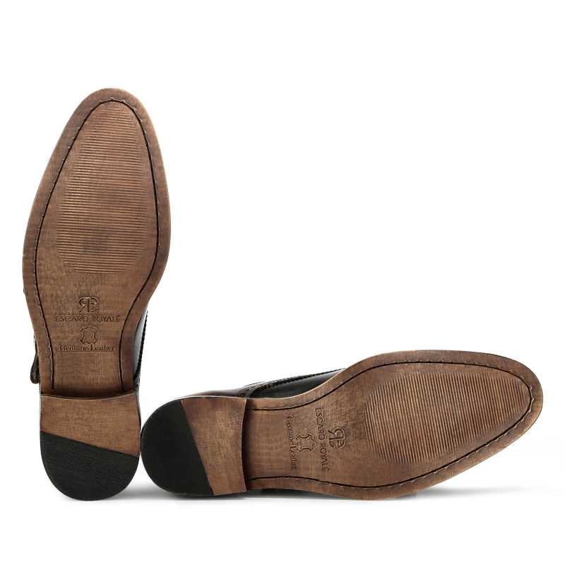 Brown-Black Wooden Finish Double Monkstrap