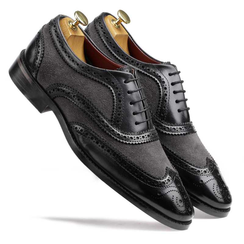 The London Wingtip Brogues In Black-Gray display picture 2