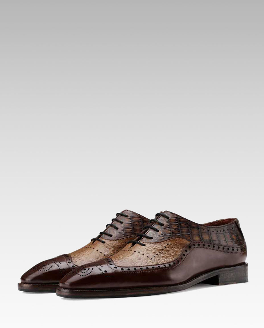The Cabot Triple Textured Oxford in Brown and Tan