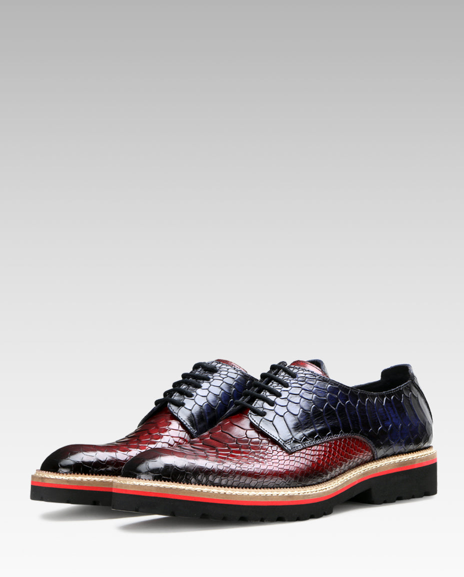 Escaro Royale Handmade Premium Lace-up Shoes (Napier, Wine-Blue)