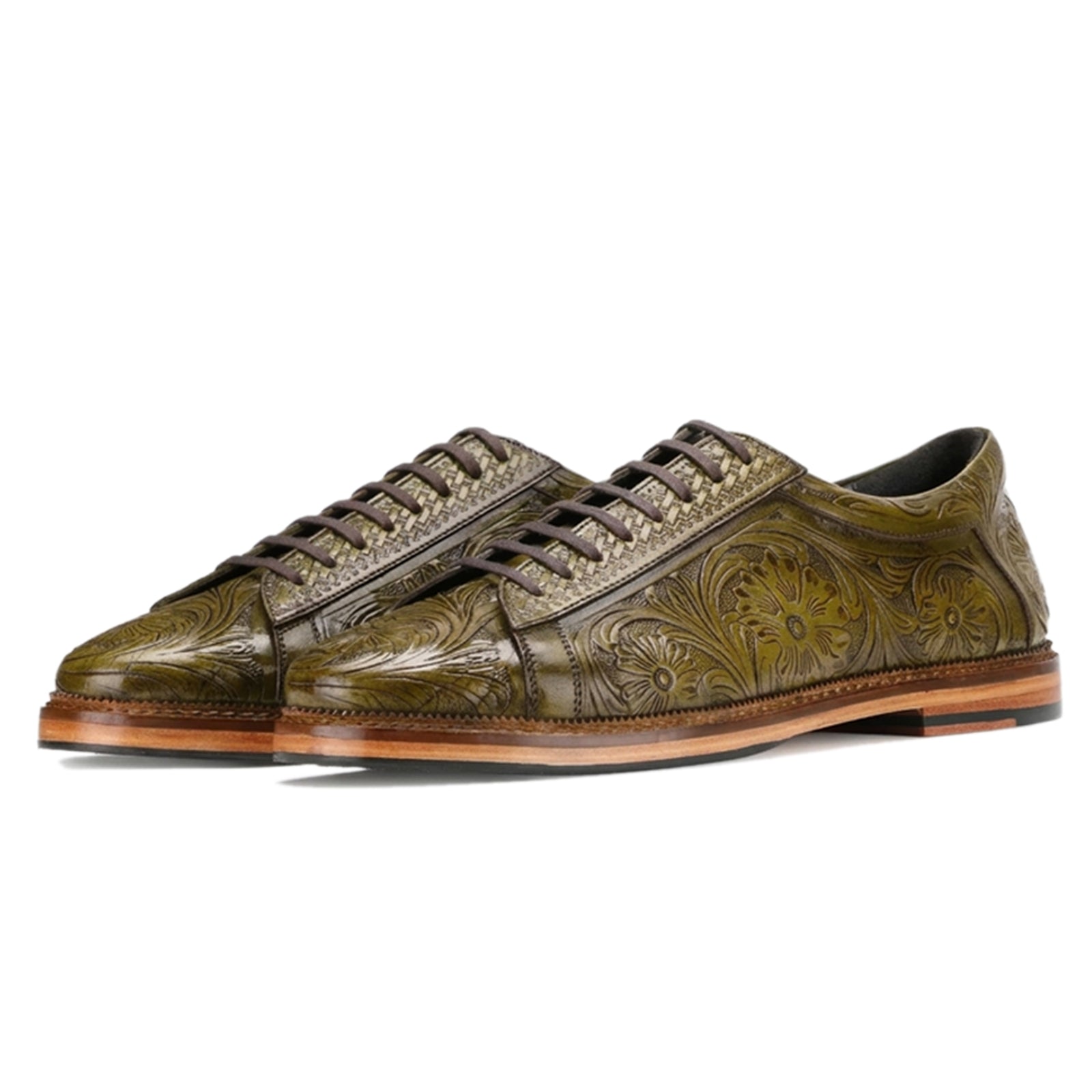 Strumento Handtooled Derby in Olive