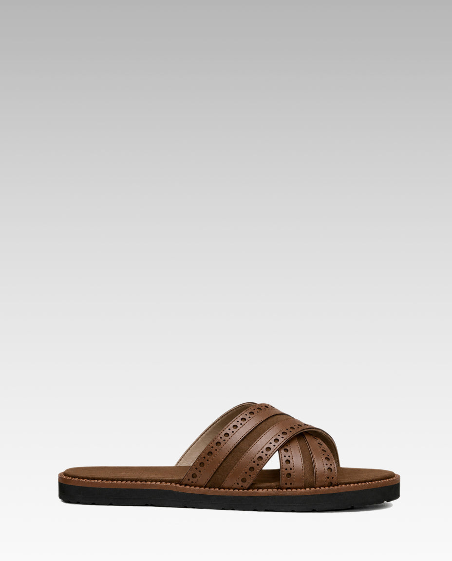 The Veneto Crossband Sliders in Brown