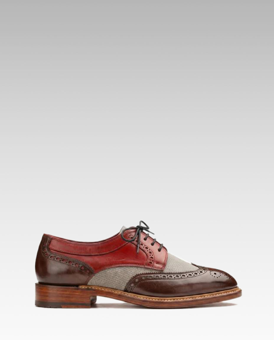 Draz Goodyear Welted Wingtip Brogues in WineRed-Brown