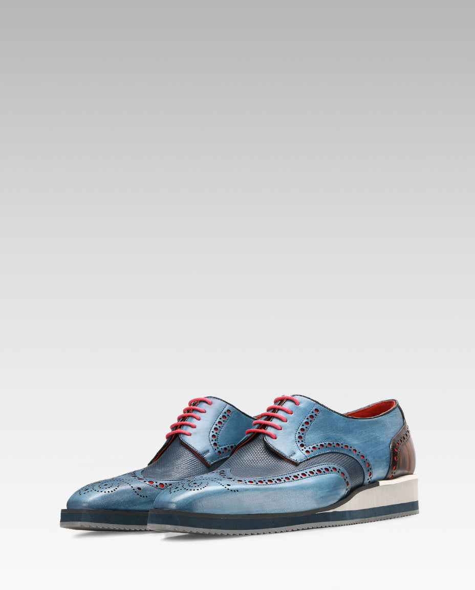 Saxton Wingtip Brogues - Blue Airflexlite