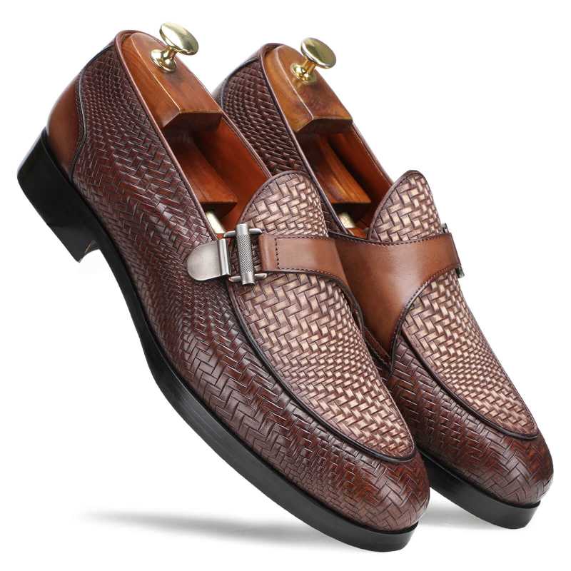 Tempe Weave-Pattern Single Monk Loafers