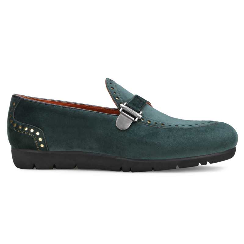Avalon Velvet Buckled Loafers in Green