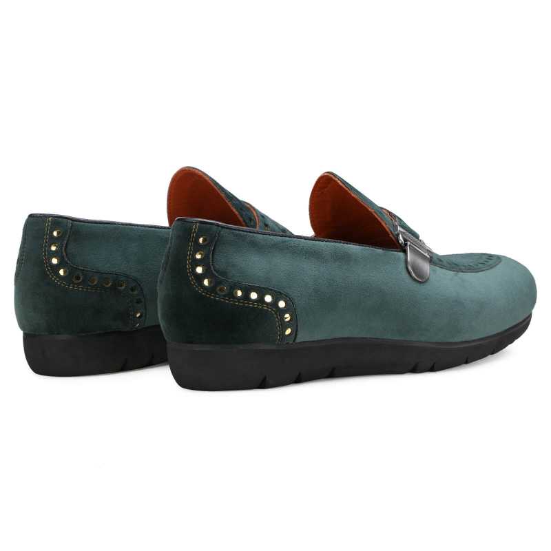 Avalon Velvet Buckled Loafers in Green