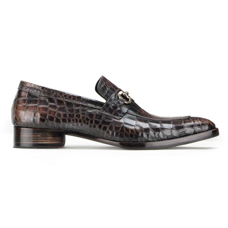 Garett Embossed Horsebit Loafers In Dark Brown