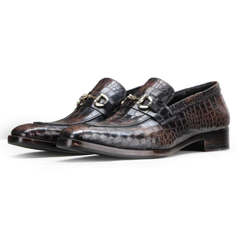 Garett Embossed Horsebit Loafers In Dark Brown