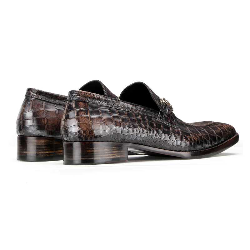 Garett Embossed Horsebit Loafers In Dark Brown