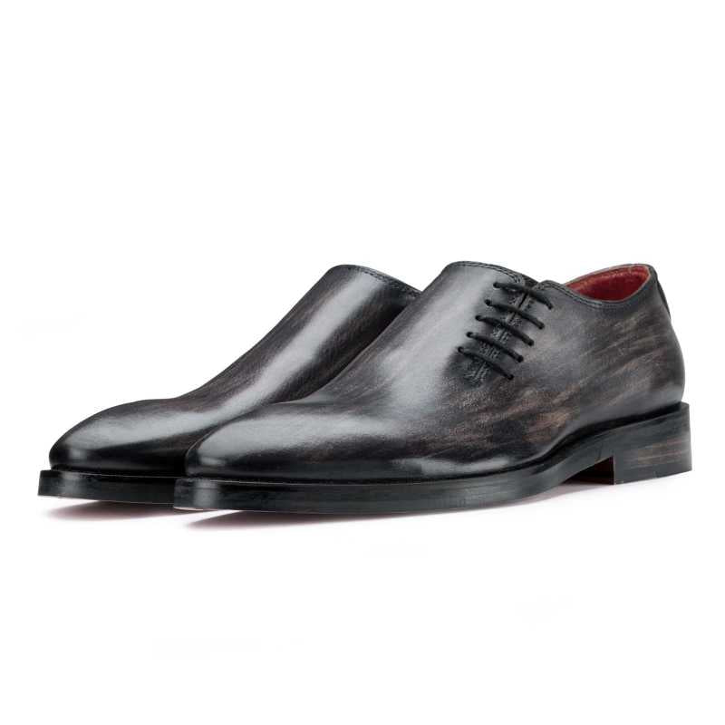 Side-Laceup Black-Gray Ashwood Wholecut Oxford