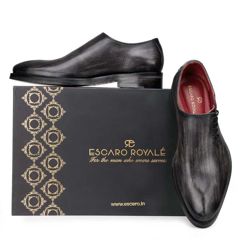 Side-Laceup Black-Gray Ashwood Wholecut Oxford