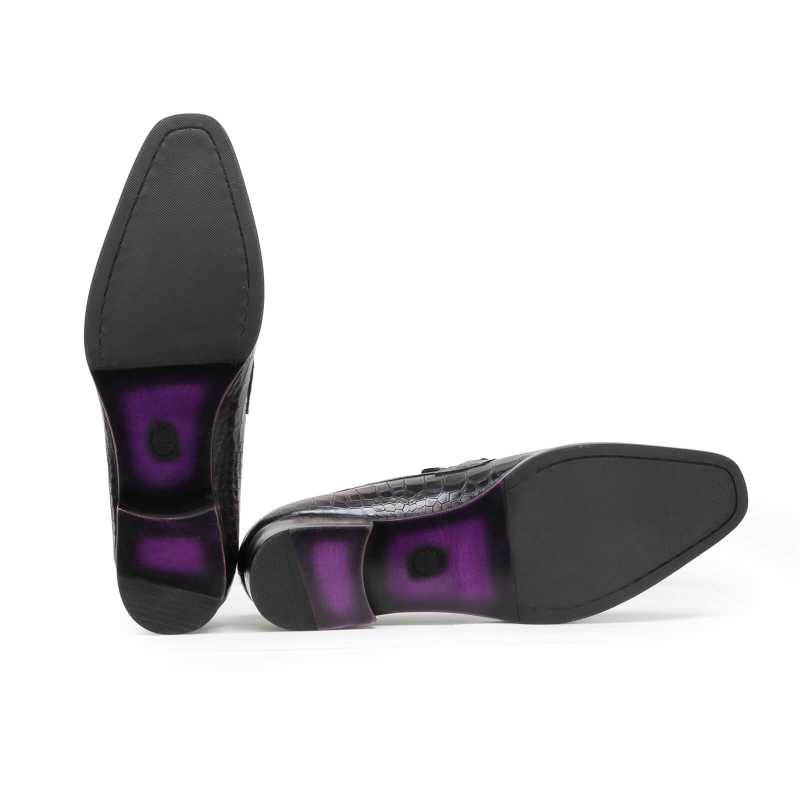 Garett Embossed Horsebit Loafers In Dark Brown