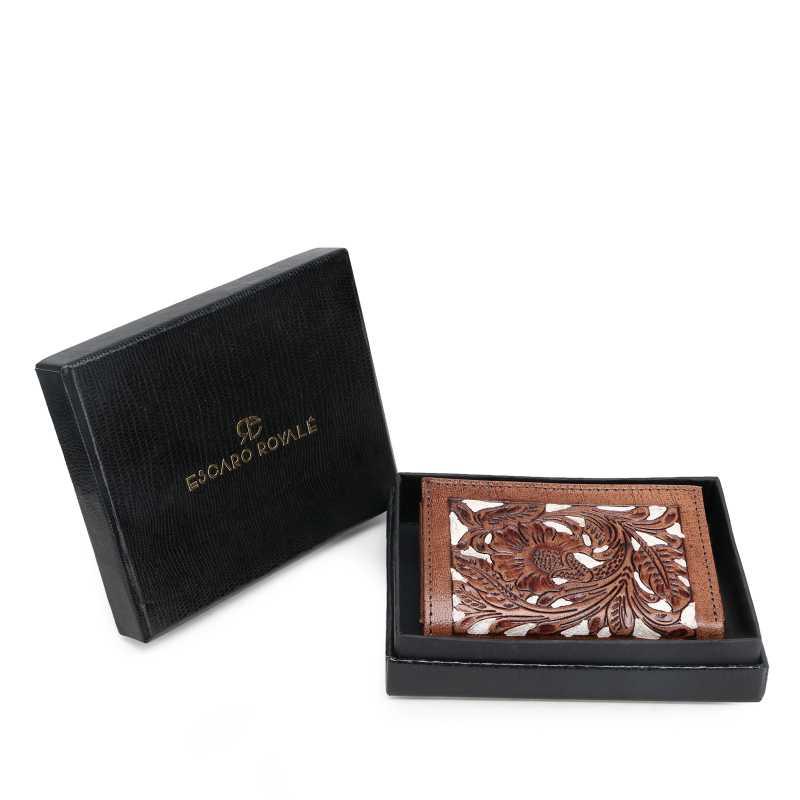 The Berlin Hand-Tooled Leather Tri-Fold Wallet