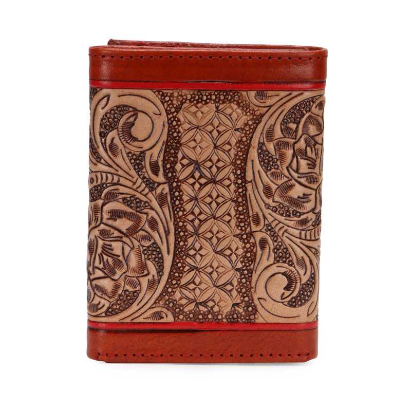 The Zurich Hand-Tooled Leather Tri-Fold Wallet