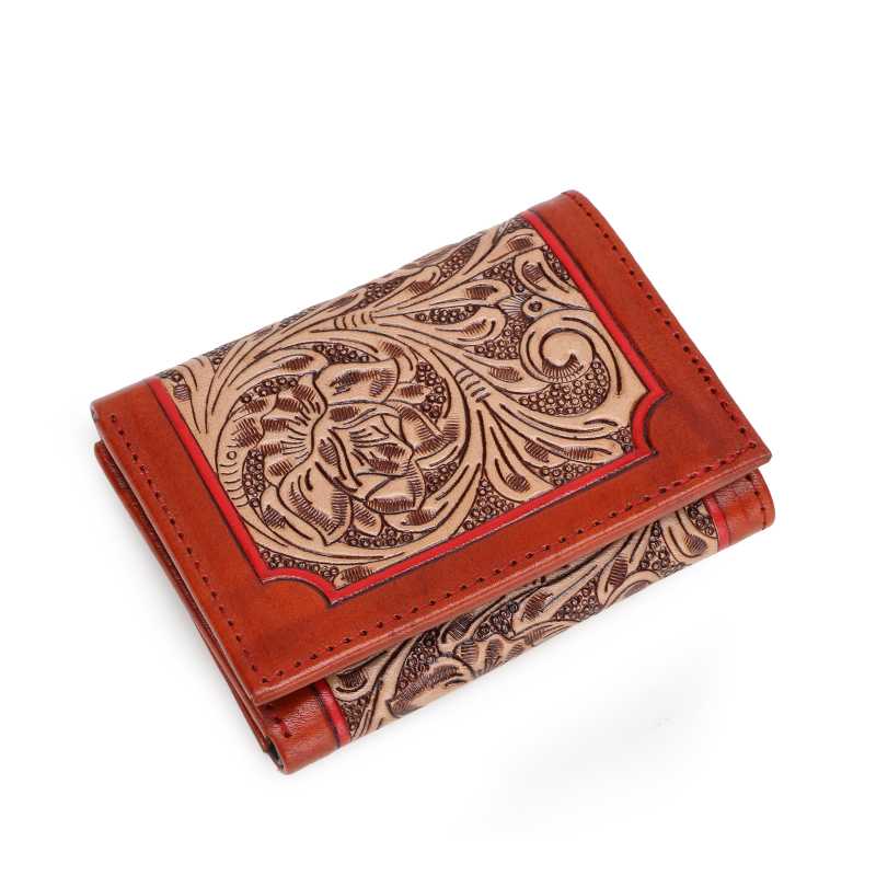 The Zurich Hand-Tooled Leather Tri-Fold Wallet