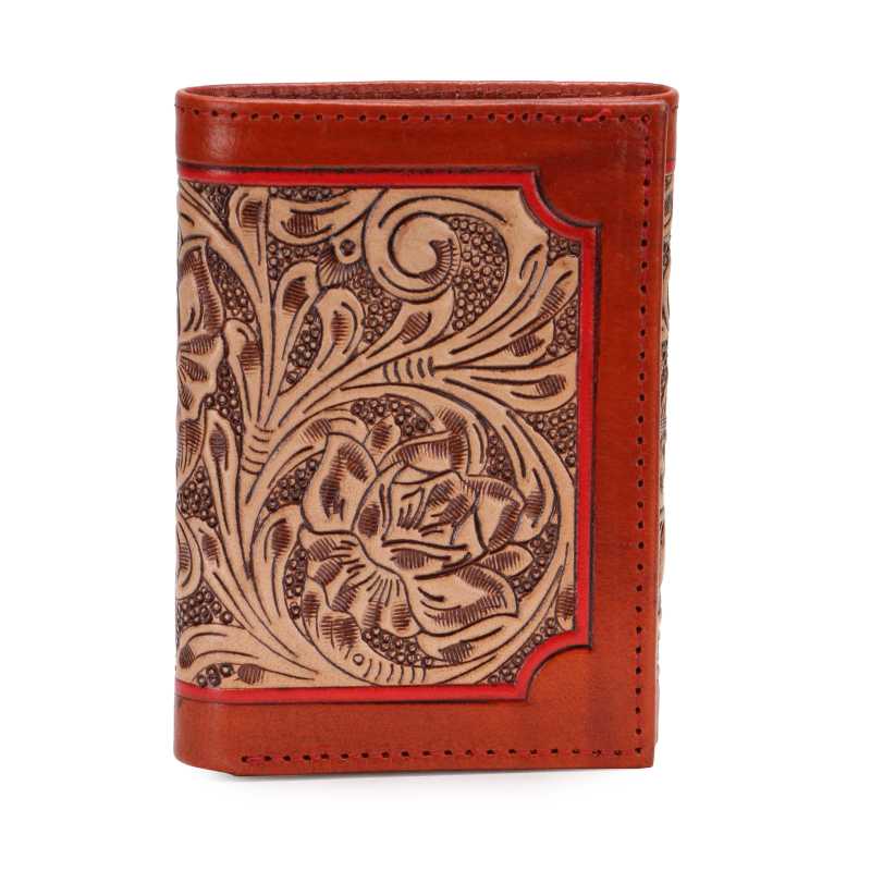 The Zurich Hand-Tooled Leather Tri-Fold Wallet
