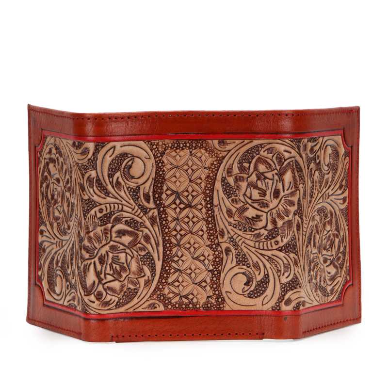 The Zurich Hand-Tooled Leather Tri-Fold Wallet