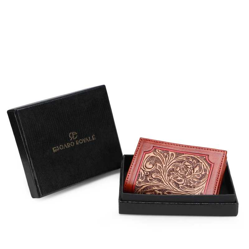 The Zurich Hand-Tooled Leather Tri-Fold Wallet
