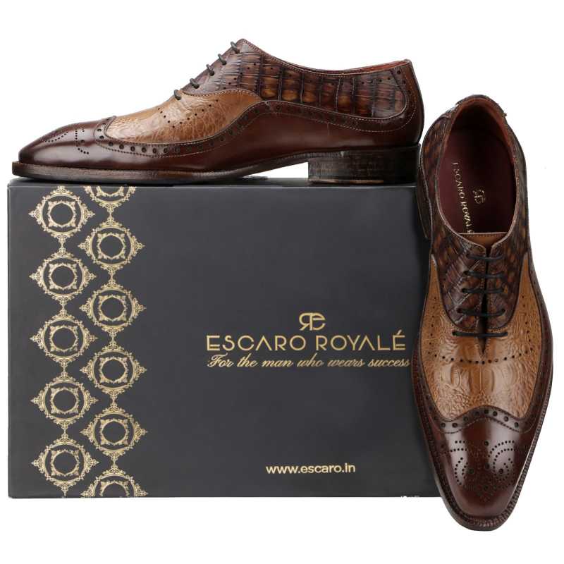 The Cabot Tripple Textured Oxford In Brown Tan