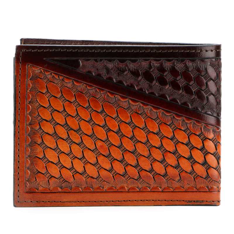Multi Colored Hand - Tooled Leather Mens Wallet