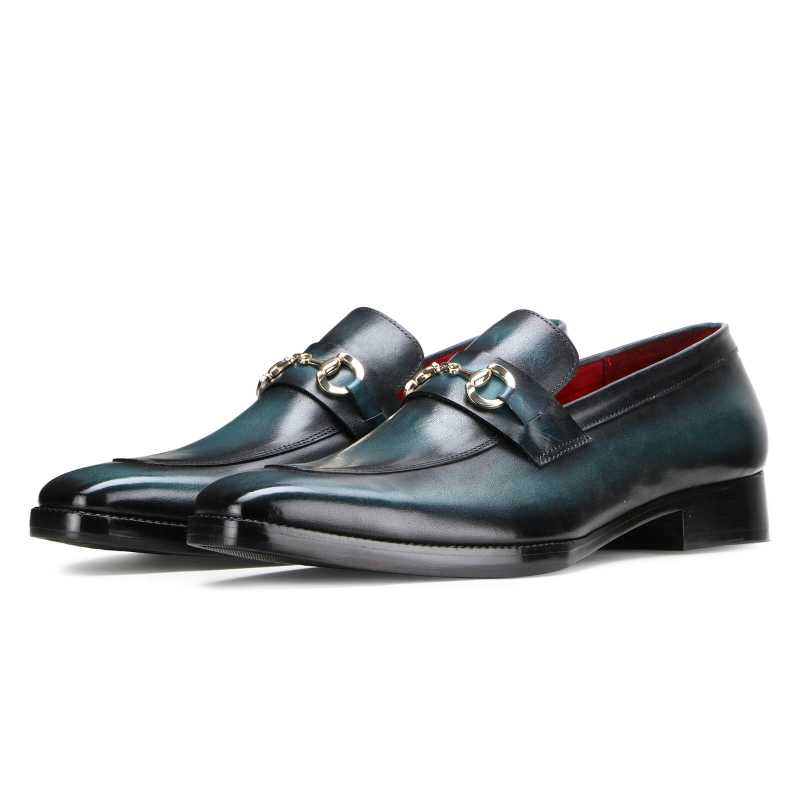Vanetia Ombre Horsebit Loafers In Teal Blue