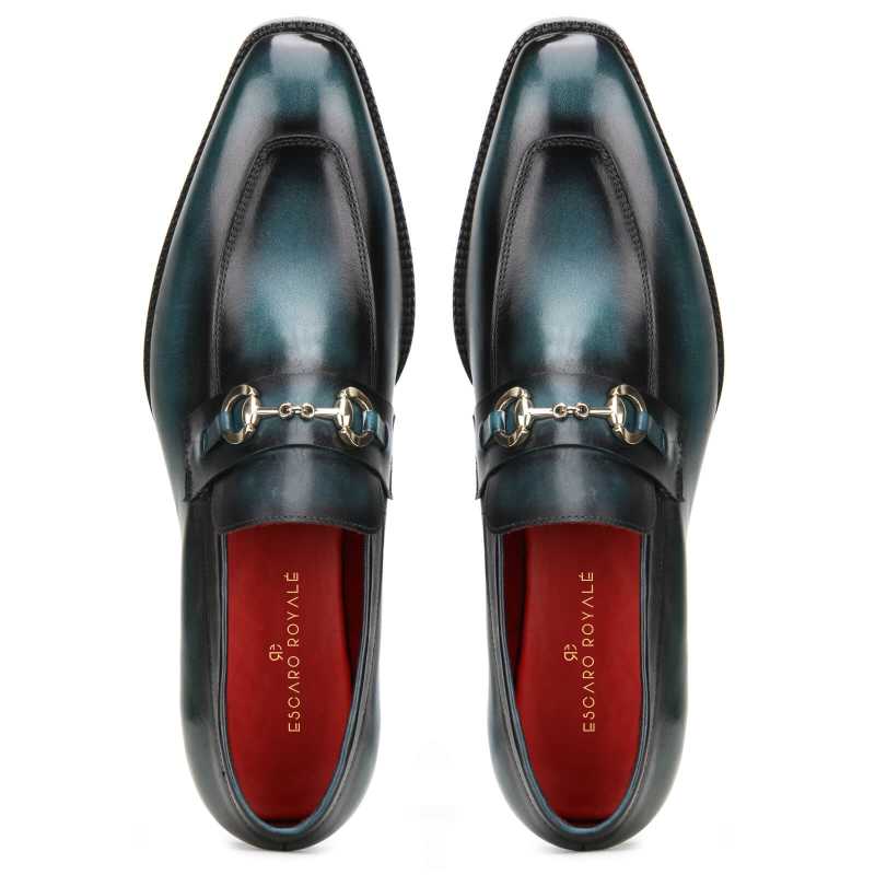 Vanetia Ombre Horsebit Loafers In Teal Blue