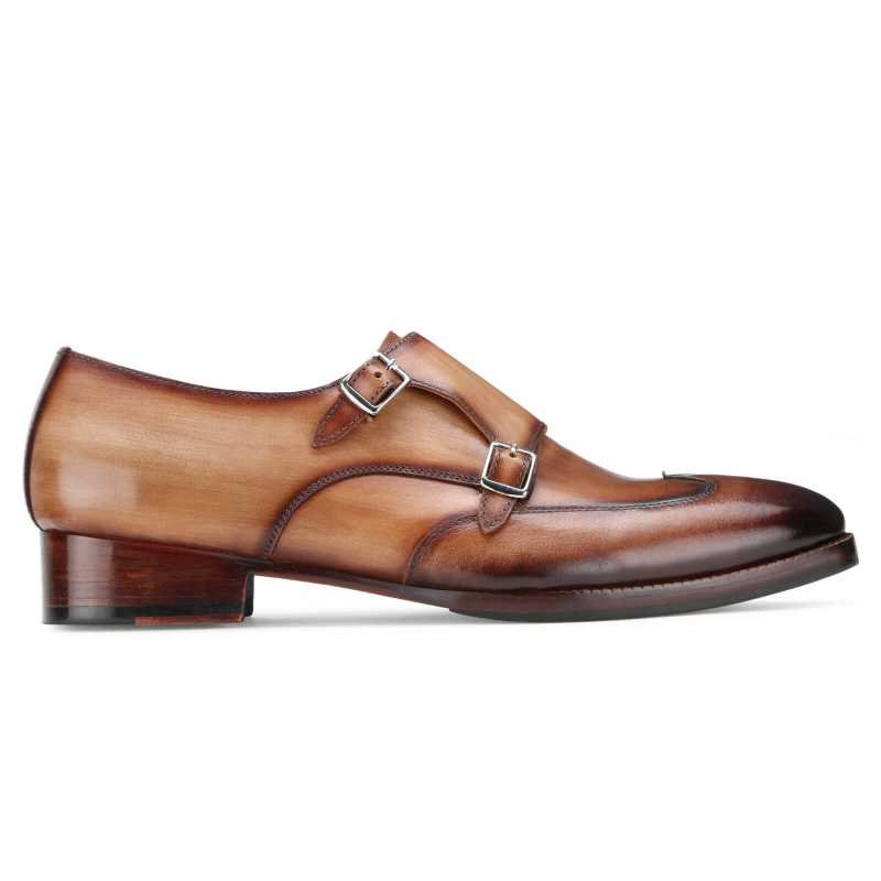 Pharoh Wingtip Double Monks in Tan