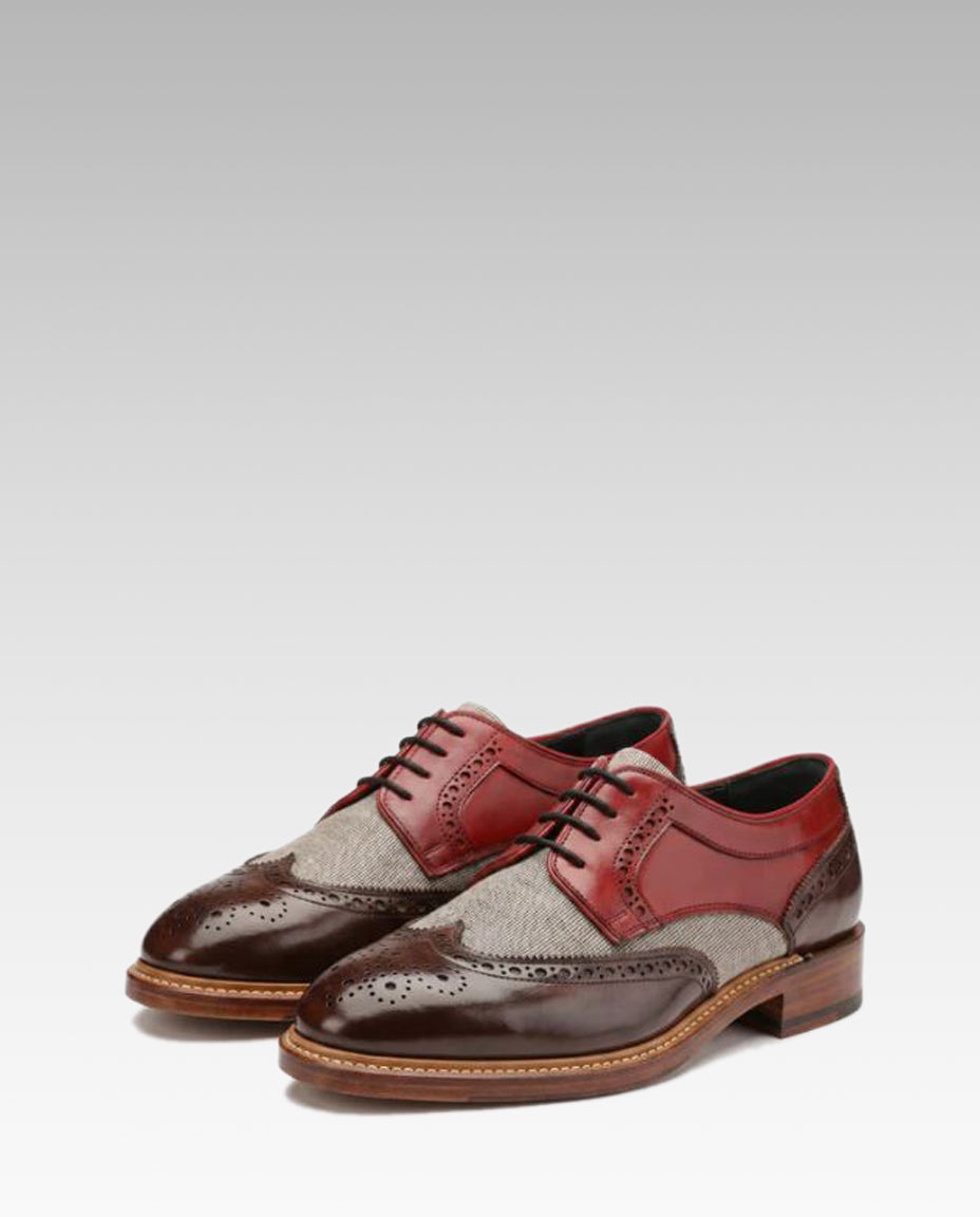 Draz Goodyear Welted Wingtip Brogues in WineRed-Brown