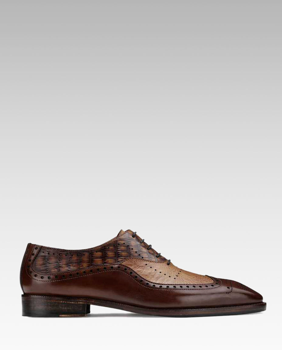 The Cabot Triple Textured Oxford in Brown and Tan