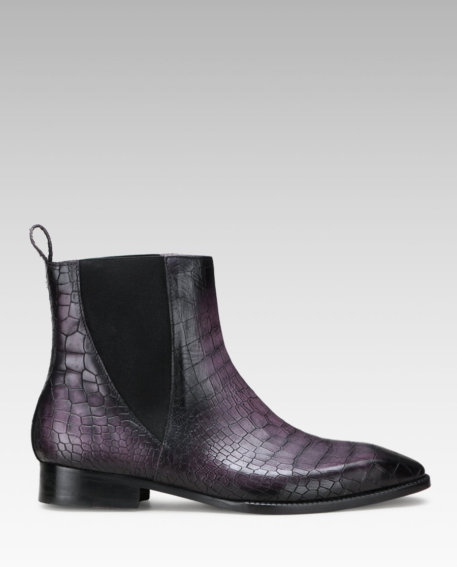 Imperial Noir Croc Chelsea Boot In Grey