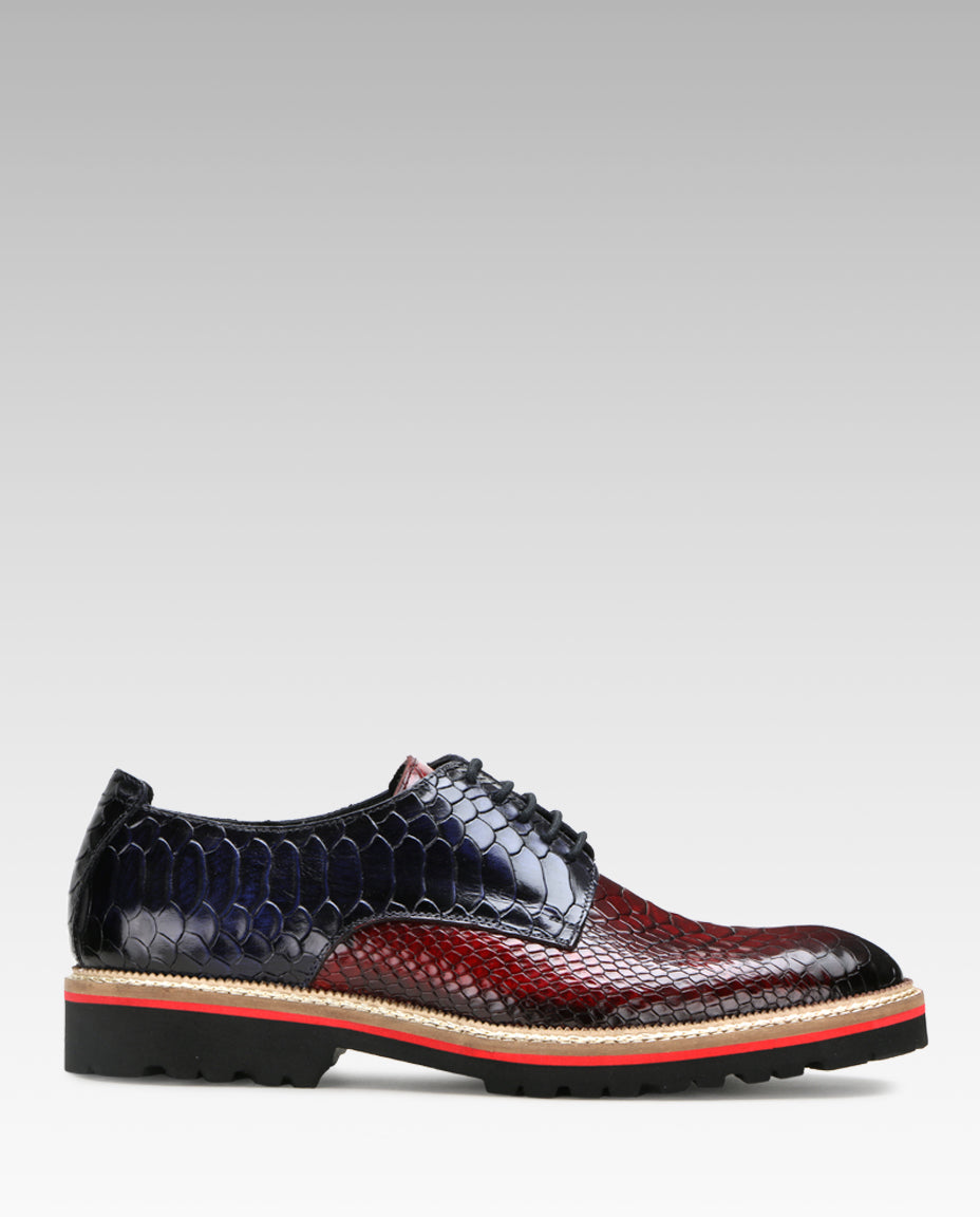 Escaro Royale Handmade Premium Lace-up Shoes (Napier, Wine-Blue)
