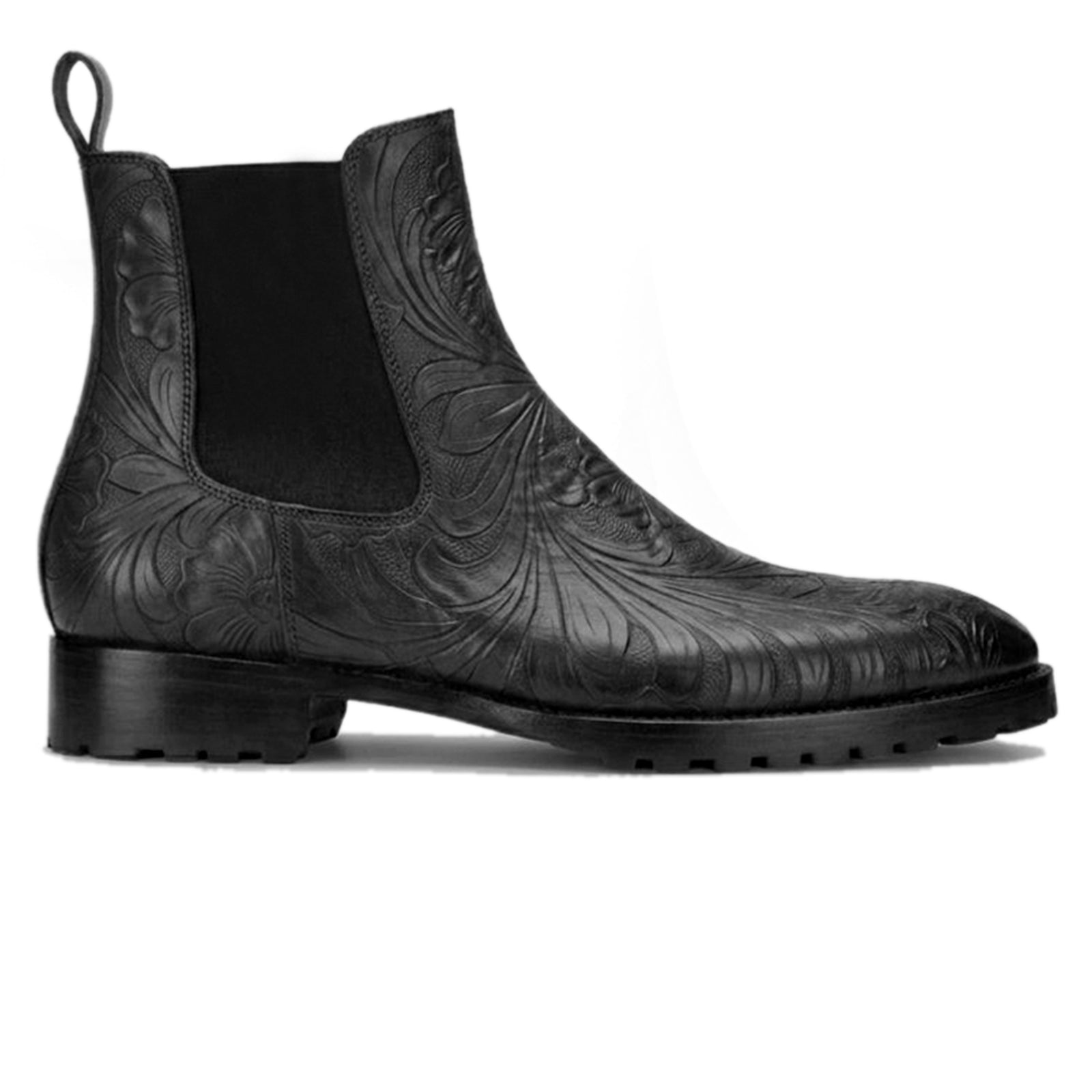 Florentine Handtooled Chelsea Boot In Black