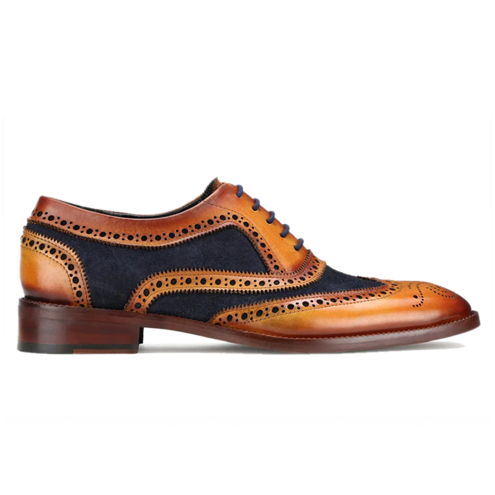Tan-Blue Wingtip London Brogues