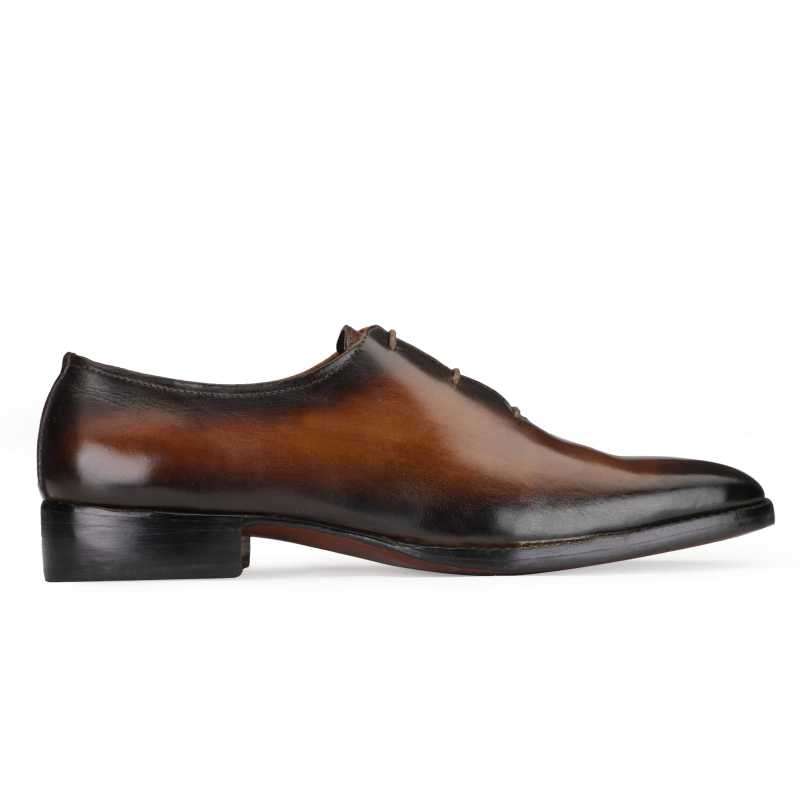 Sabre Goodyear Welted Fiddleback Wholecut Oxford IN Brown Patina