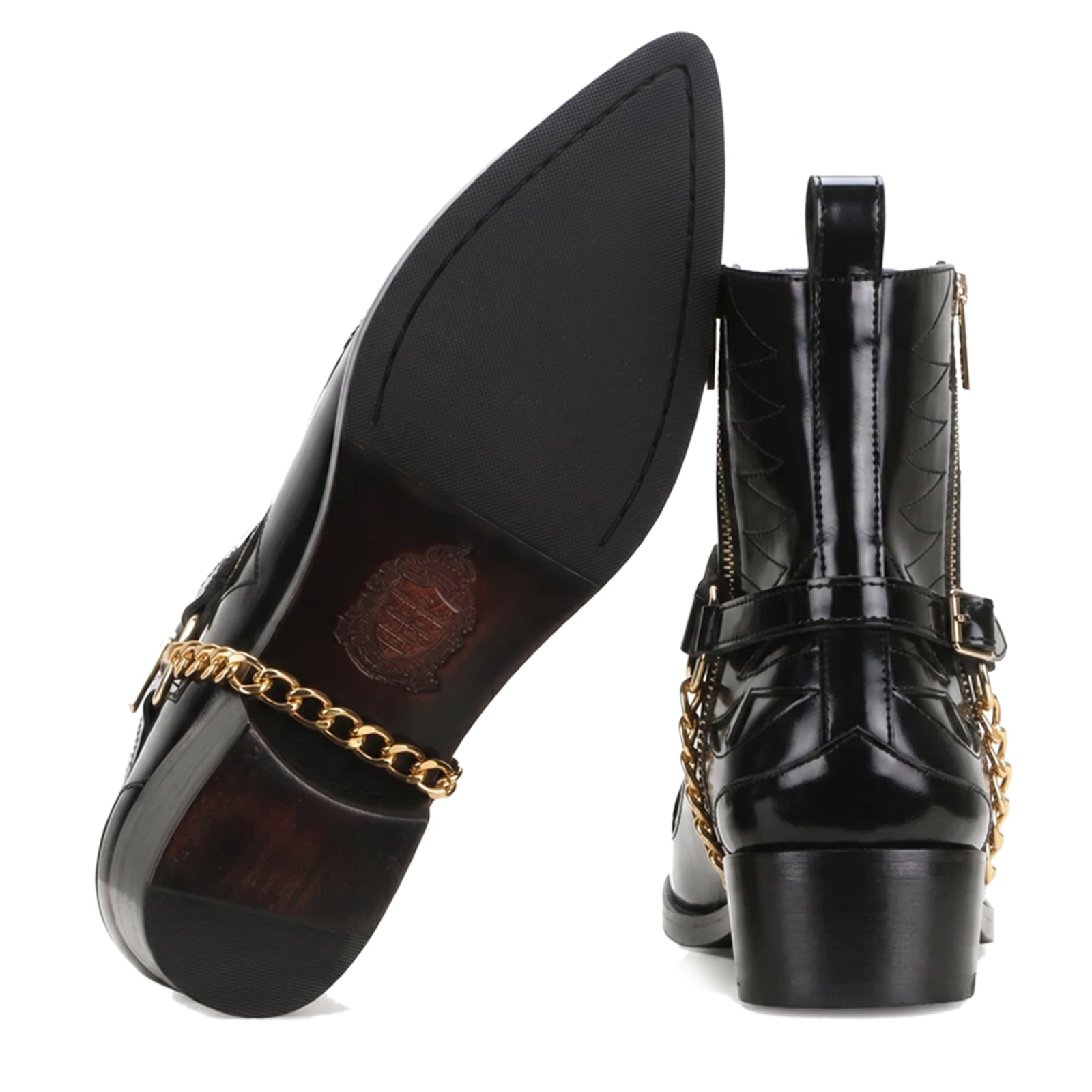 Santiago Goodyear Welted Cowboy Boots in Black with Cuban Heel