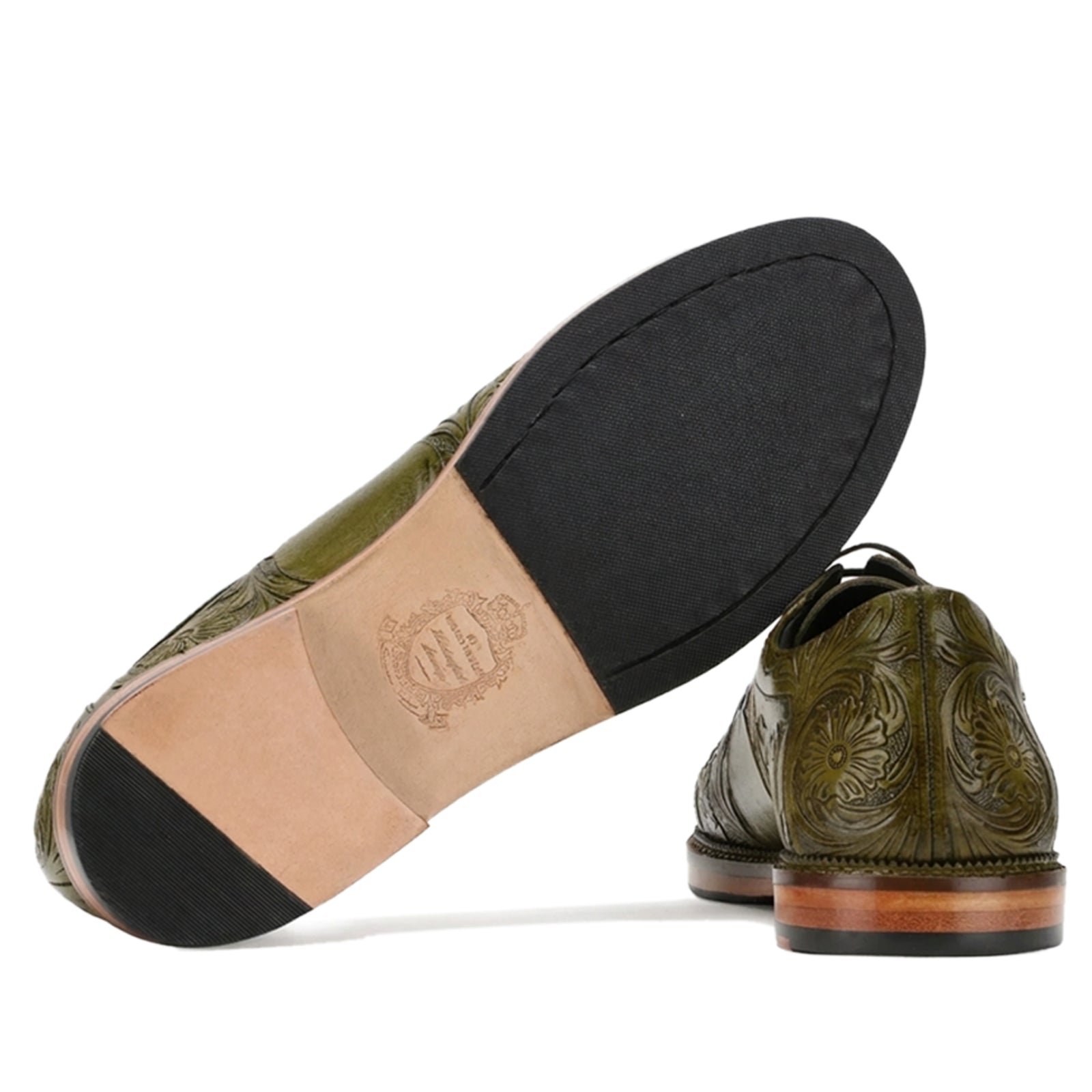 Strumento Handtooled Derby in Olive