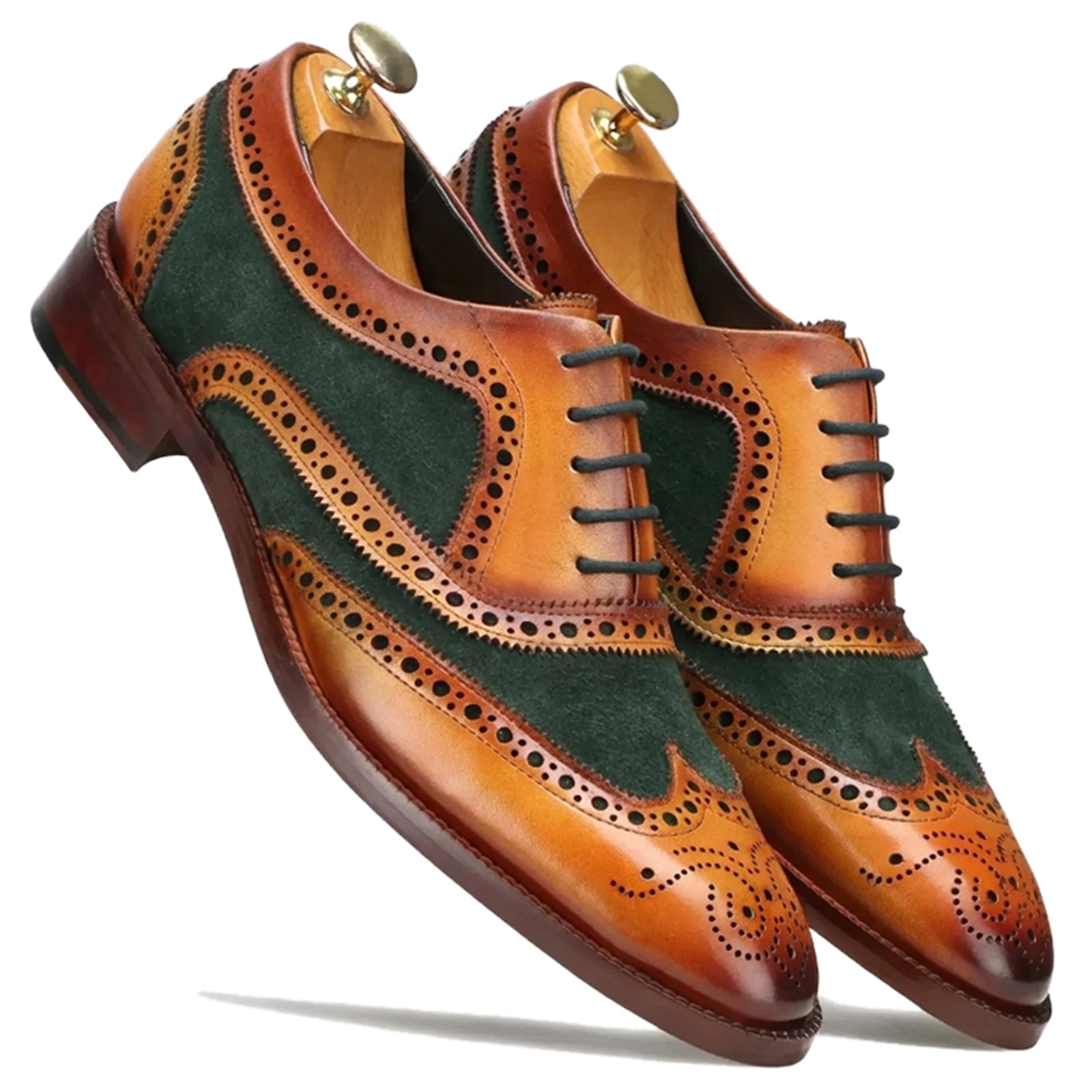 TanGreen Wingtip London Brogues