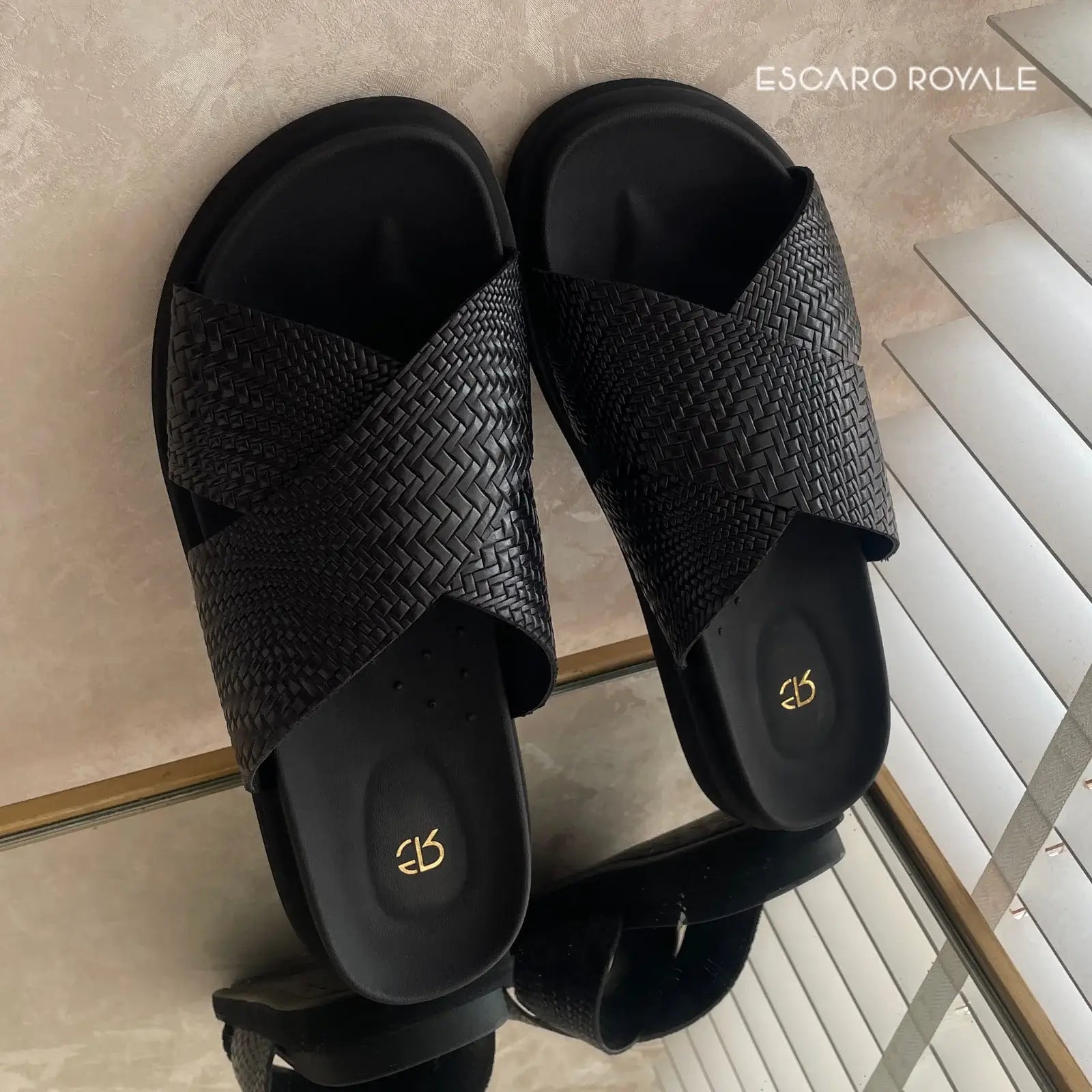 Stevens Weaved Leather Cross Sliders
