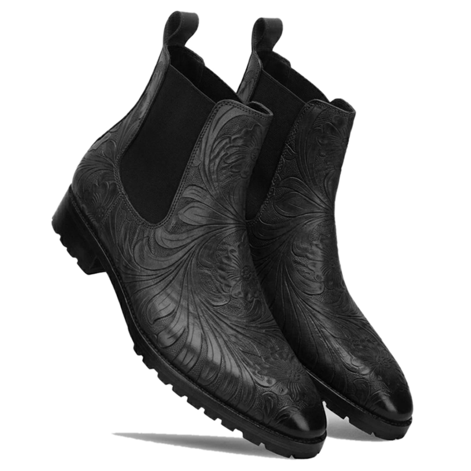 Florentine Handtooled Chelsea Boot In Black