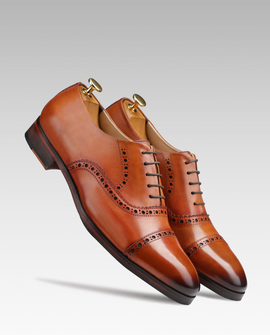 The Vienna Toecap Oxfords In Tan