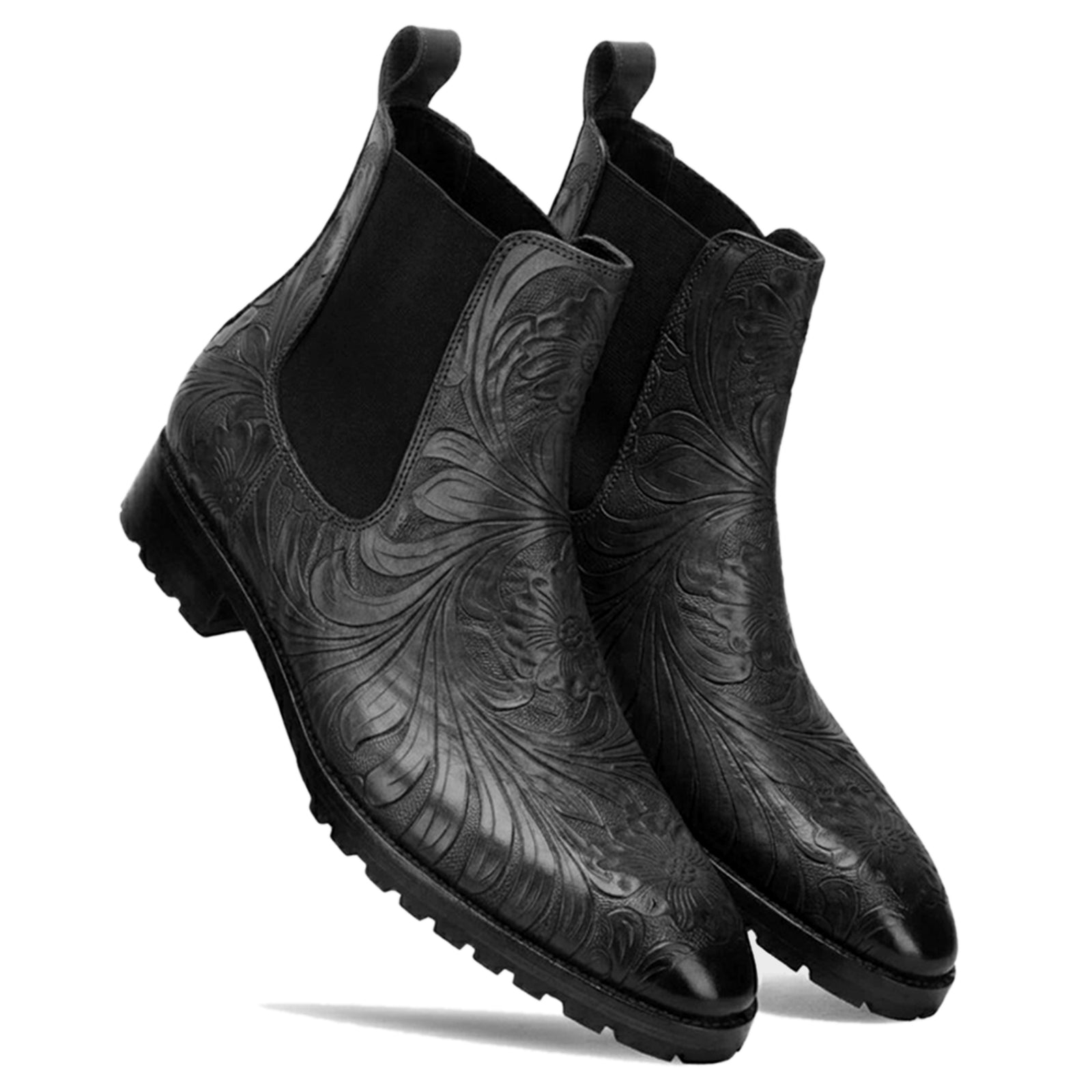 Florentine Handtooled Chelsea Boot In Black