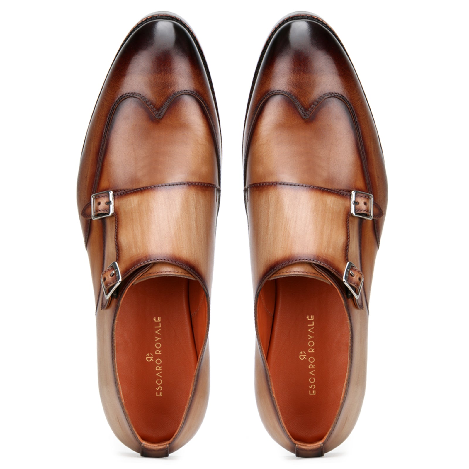 Pharoh Wingtip Double Monks in Tan