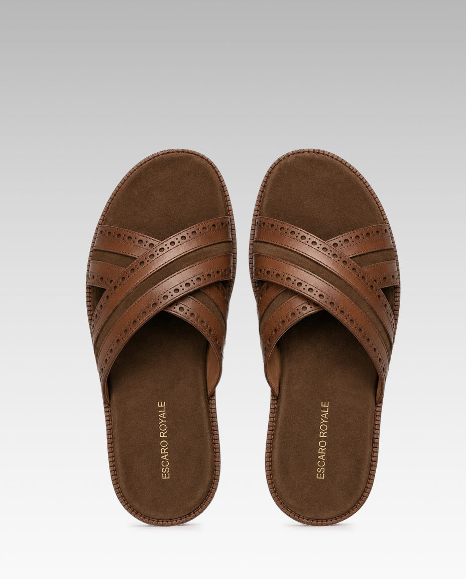 The Veneto Crossband Sliders in Brown