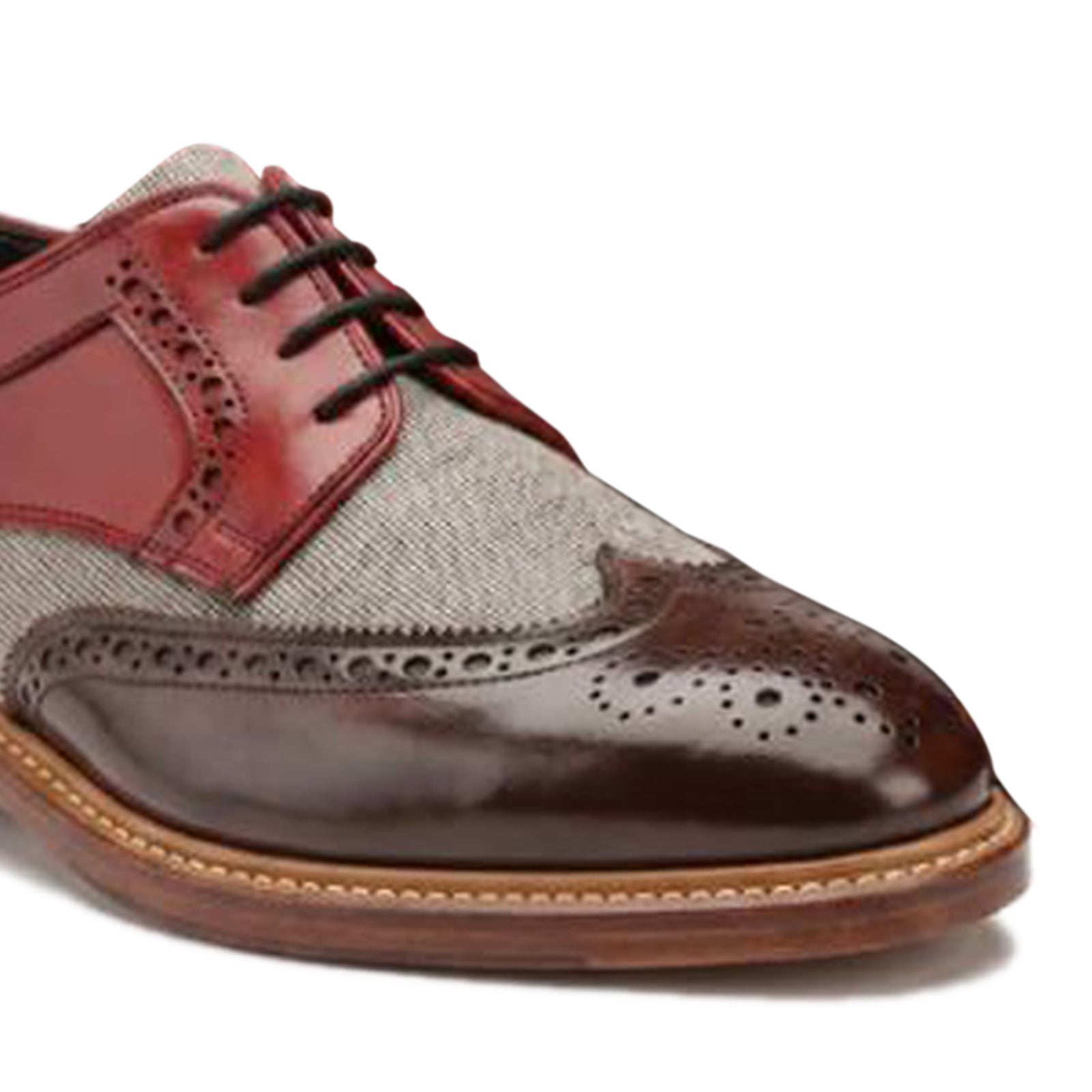 Draz Goodyear Welted Wingtip Brogues in WineRed-Brown