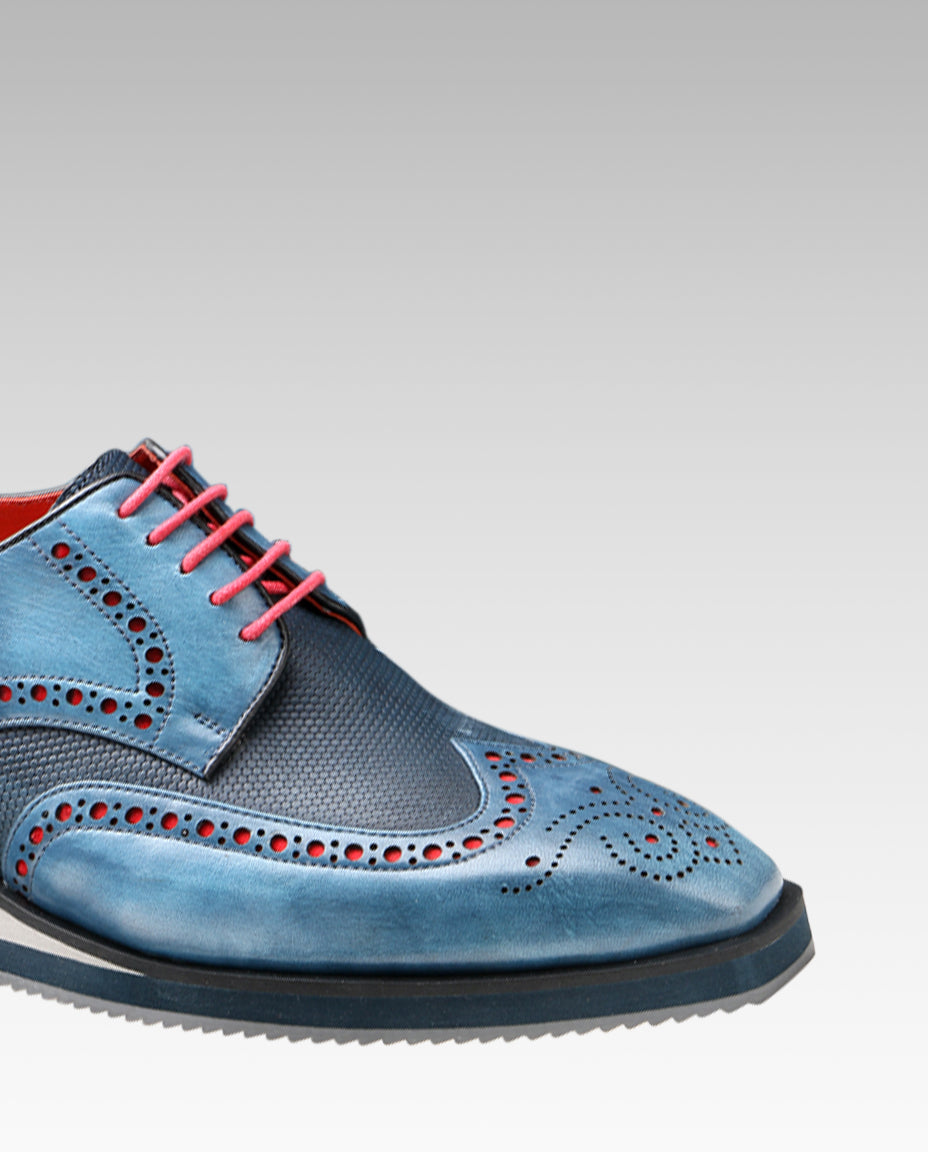 Saxton Wingtip Brogues - Blue Airflexlite