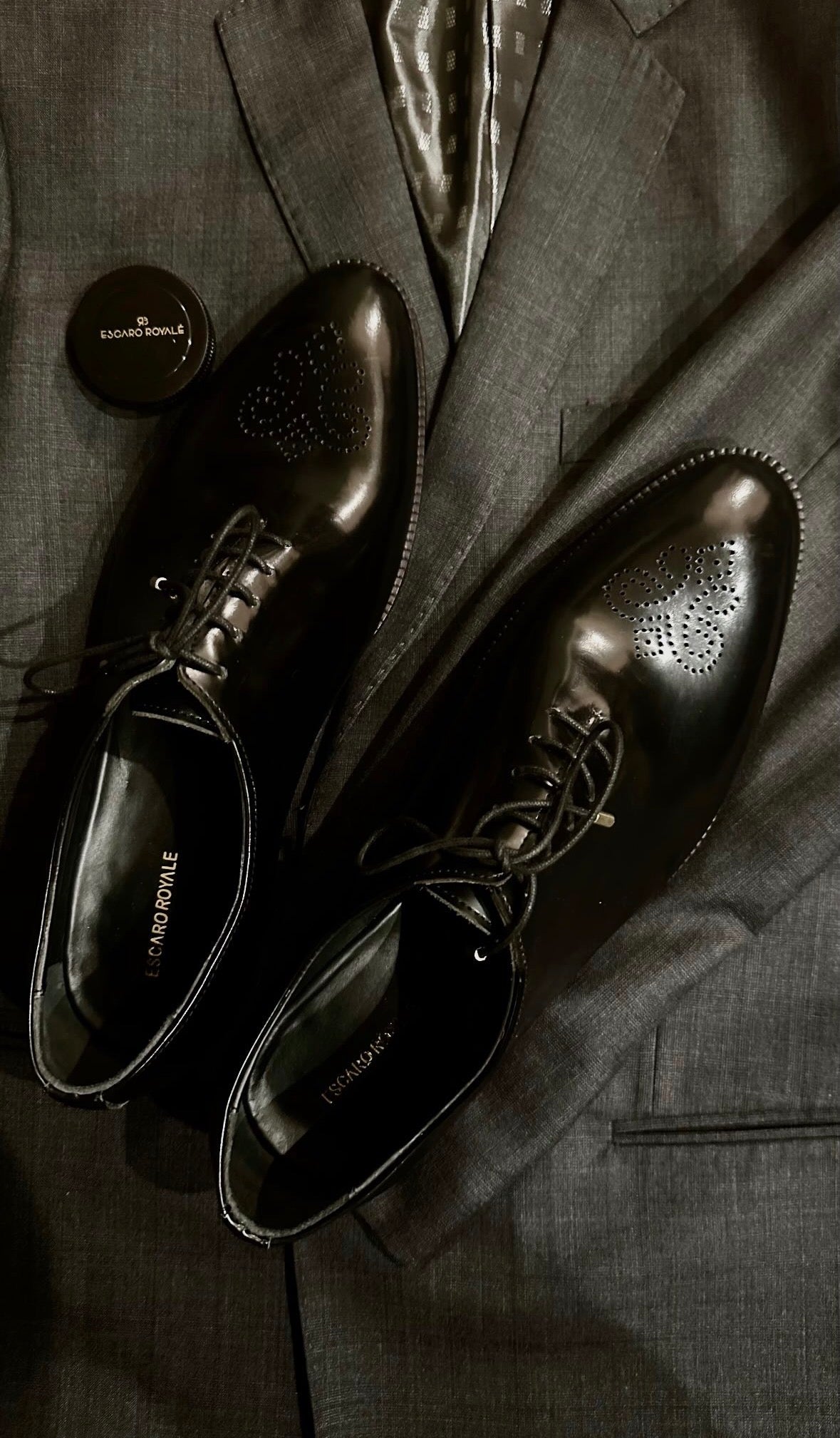 Black Medallion Wholecut Oxfords