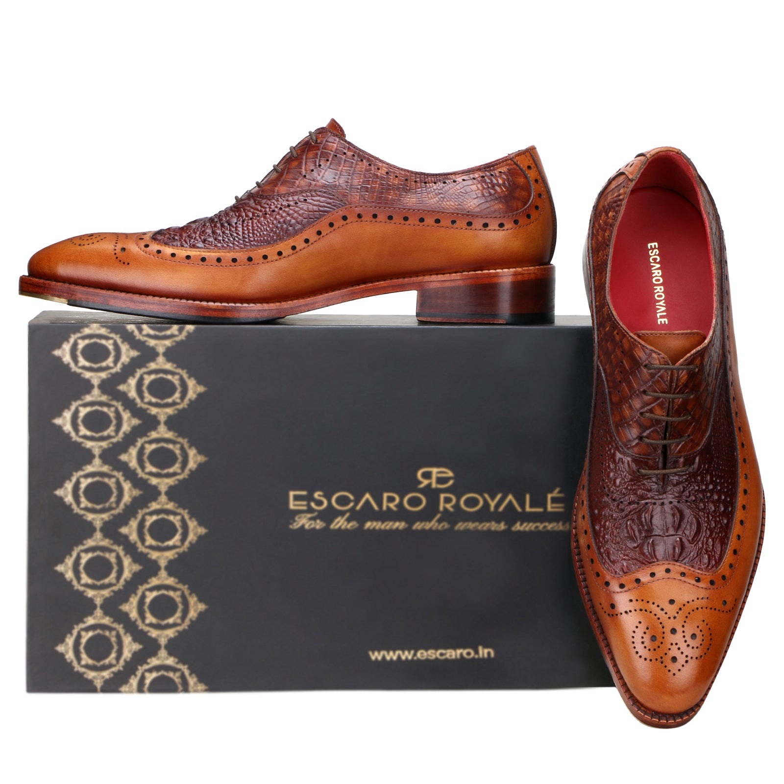 The Cabot Triple Textured Oxfords in Tan-Brown with Metal Toe Plate Detail
